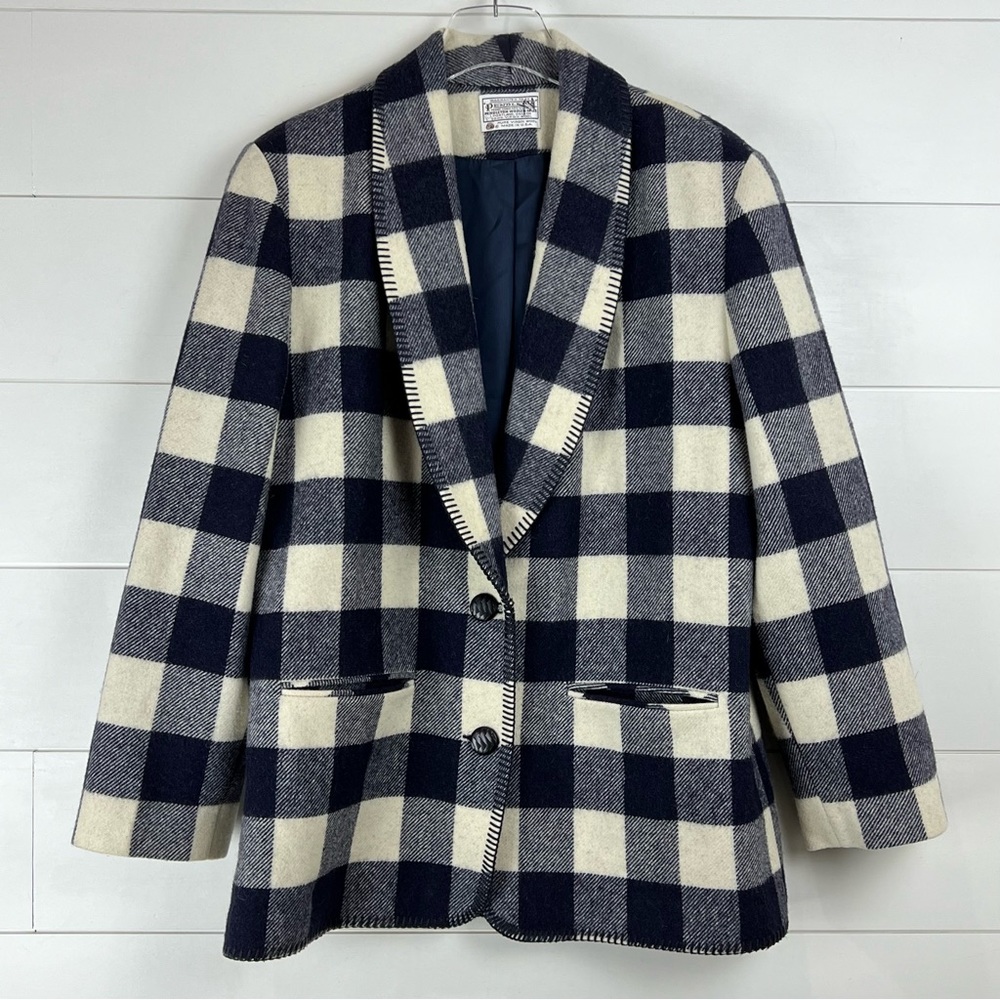 Pendleton Black and Cream Plaid Blazer